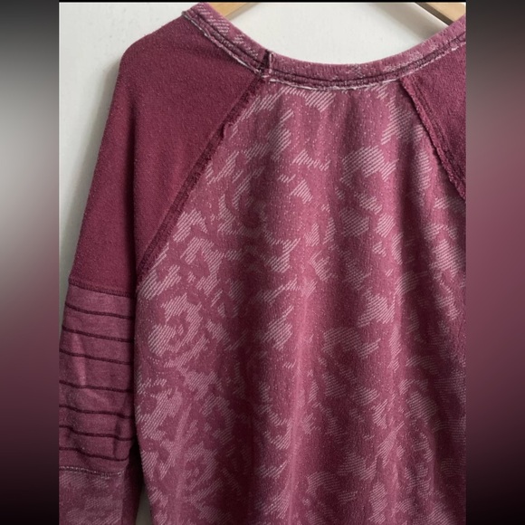 FREE PEOPLE Sz Large Bed Of Roses Jacquard Tunic Side Zip Sweatshirt Lace print - Picture 5 of 9